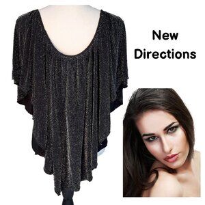 NEW DIRECTIONS Black & Silver Metallic Butterfly Top - New With Tags Women's L